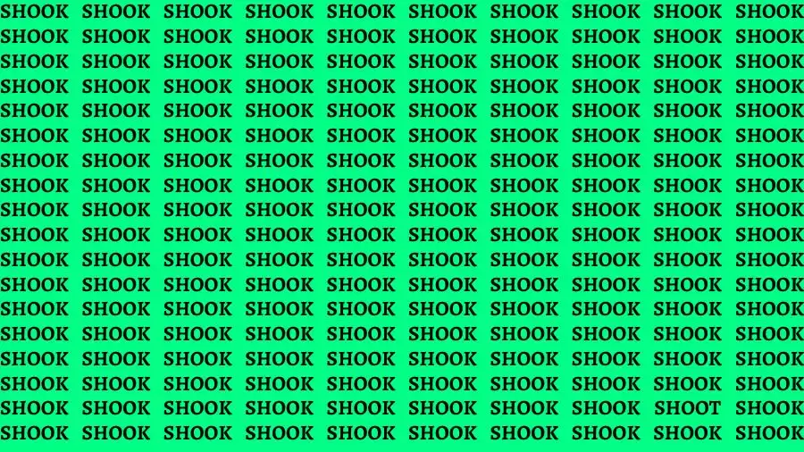 Optical Illusion Brain Challenge: If you have Sharp Eyes Find the Word Shoot among Shook in 18 Secs