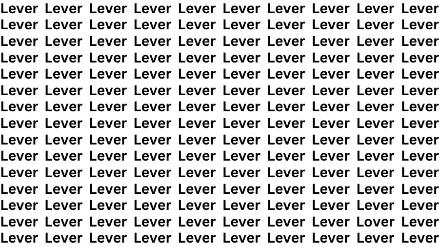 Optical Illusion Brain Test: If you have 50/50 Vision Find the Word Lover among Lever in 15 Secs