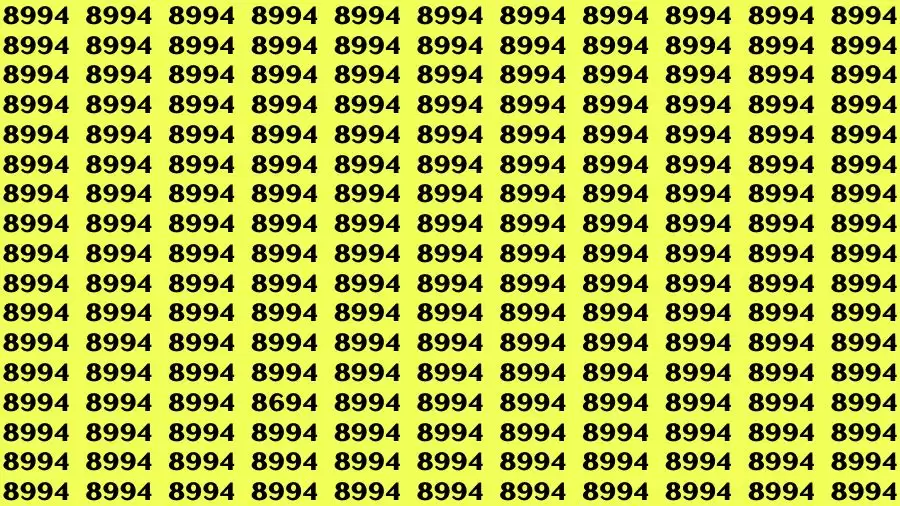 Optical Illusion Brain Challenge: If you have Hawk Eyes Find the Number 8694 among 8994 in 17 Secs