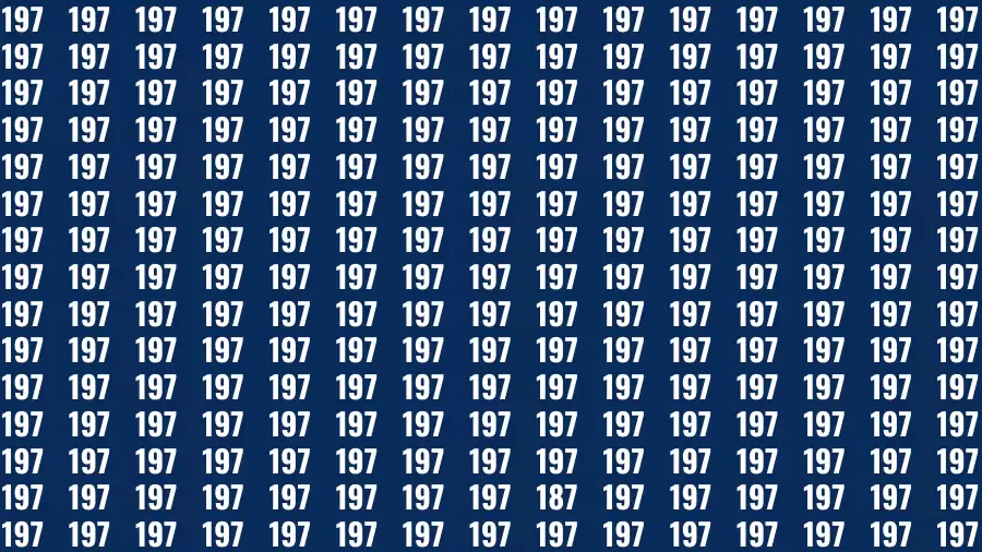 Observation Brain Challenge: If you have Hawk Eyes Find the Number 187 among 197 in 15 Secs