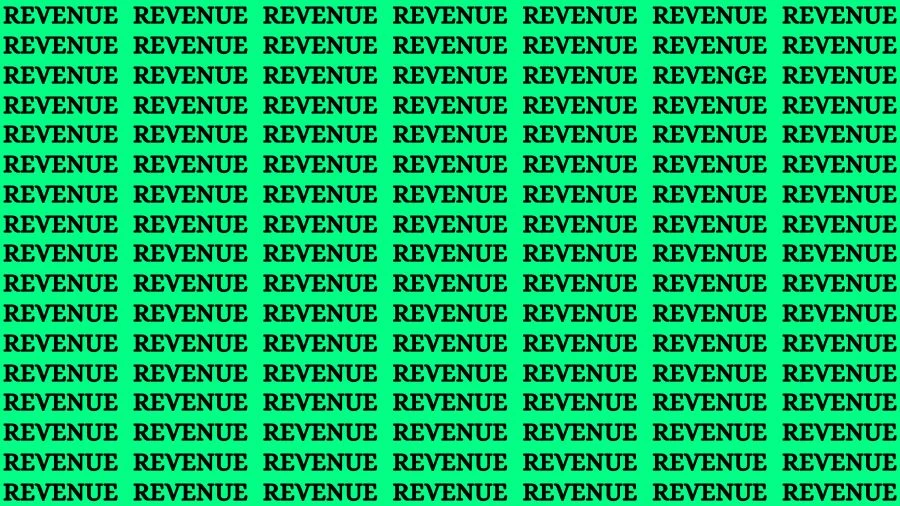 Optical Illusion Visual Test: If you have Sharp Eyes Find the Word Revenge among Revenue in 16 Secs