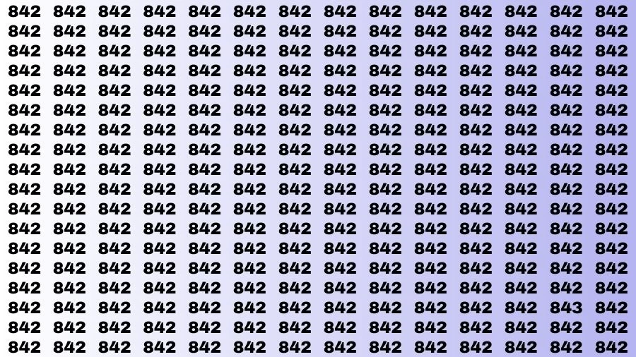 Observation Visual Test: If you have Hawk Eyes Find the Number 843 among 842 in 15 Secs