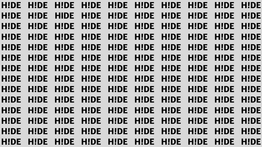 Observation Visual Test: If you have Sharp Eyes Find the word Hide in 20 Secs