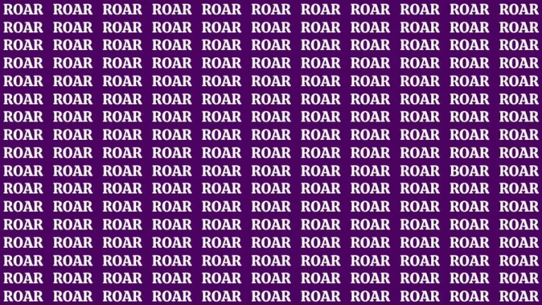 Optical Illusion Brain Challenge: If you have 50/50 Vision Find the Word Boar among Roar in 13 Secs