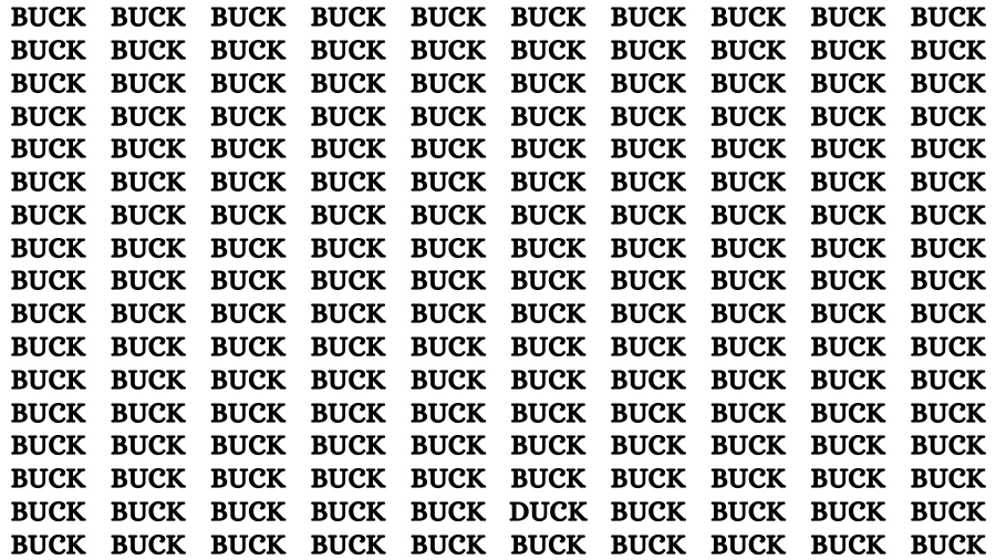 Observation Find it Out: If you have Sharp Eyes Find the Word Duck among Buck in 15 Secs