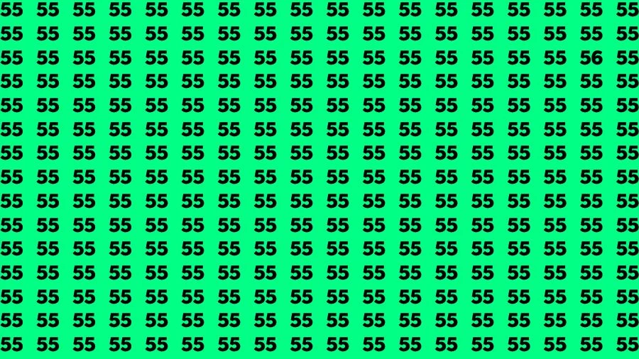 Optical Illusion Brain Challenge: If you have 50/50 Vision Find the Number 56 among 55 in 14 Secs