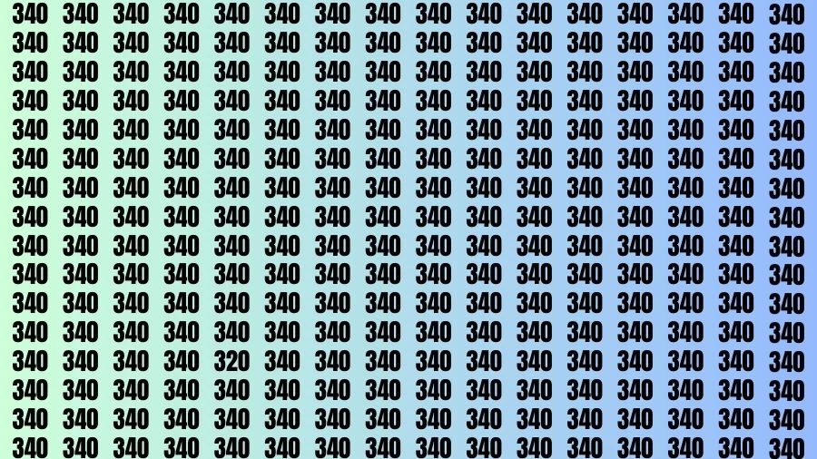 Optical Illusion Brain Challenge: If you have 50/50 Vision Find the Number 320 among 340 in 15 Secs