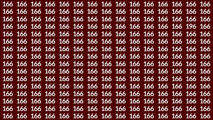 Visual Test: If you have 50/50 Vision Find the Number 196 among 166 in 15 Secs