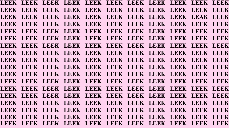 Observation Visual Test: If you have Hawk Eyes Find the word Leak among Leek in 15 Secs