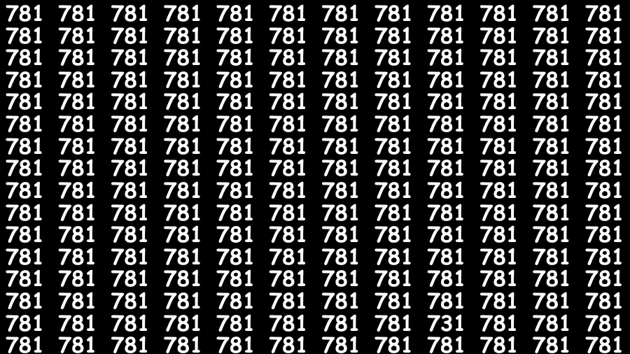 Observation Visual Test: If you have 50/50 Vision Find the Number 731 among 781 in 15 Secs