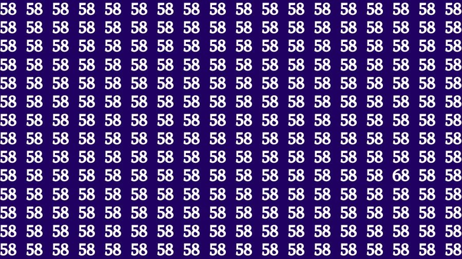 Optical Illusion Brain Challenge: If you have 50/50 Vision Find the Number 68 among 58 in 14 Secs