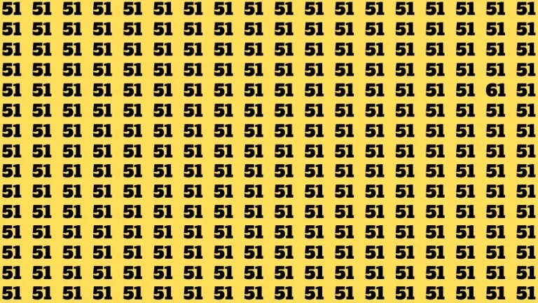 Optical Illusion Brain Challenge: If you have 50/50 Vision Find the Number 61 among 51 in 14 Secs