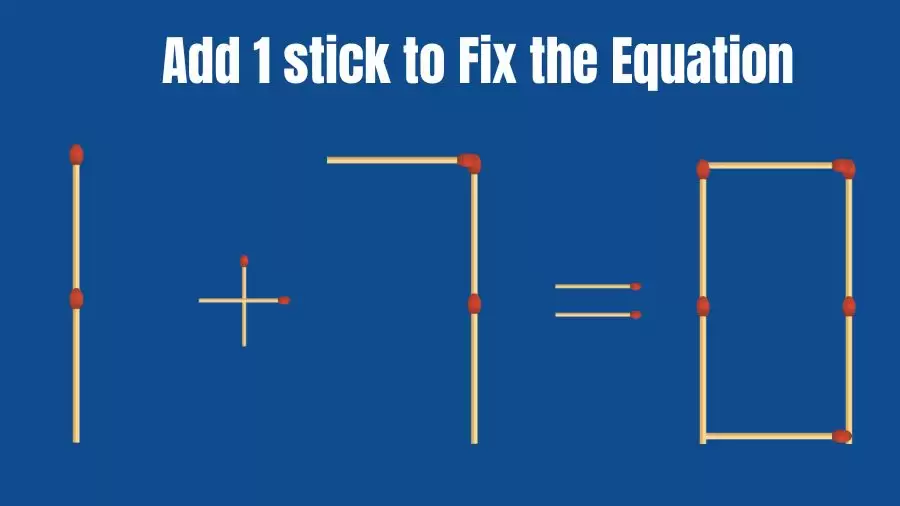 Brain Teaser: 1+7=0 Add 1 Stick To Fix The Equation | Matchstick Puzzles