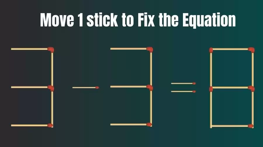 Brain Teaser: 3-3=8 Fix The Equation By Moving 1 Stick
