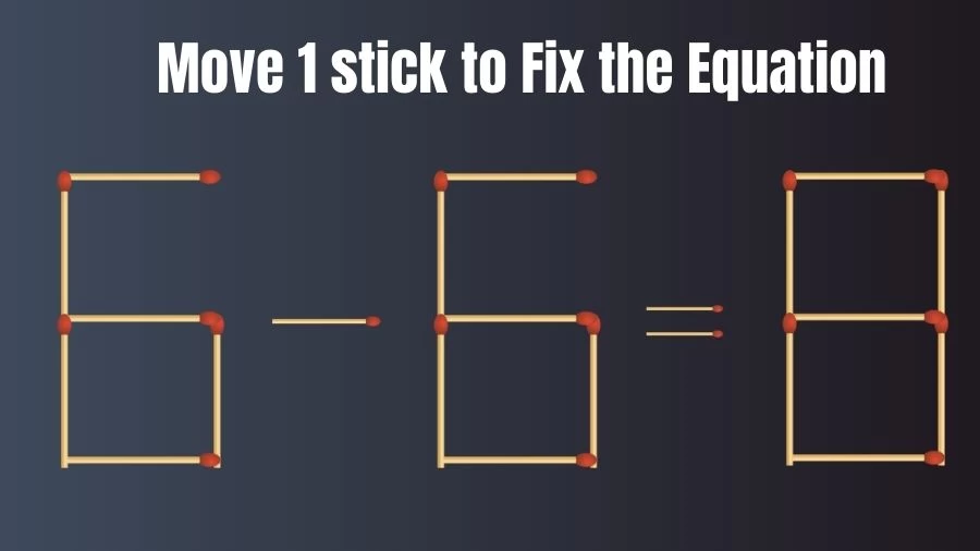 Brain Teaser: 6-6=8 Move Only 1 Matchstick To Fix The Equation