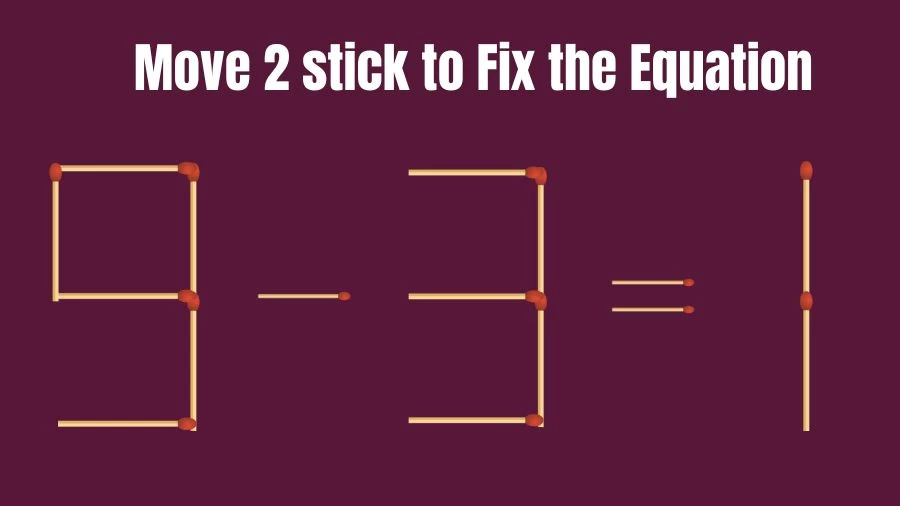 Brain Teaser: 9-3=1 Move 2 Stick To Fix The Equation