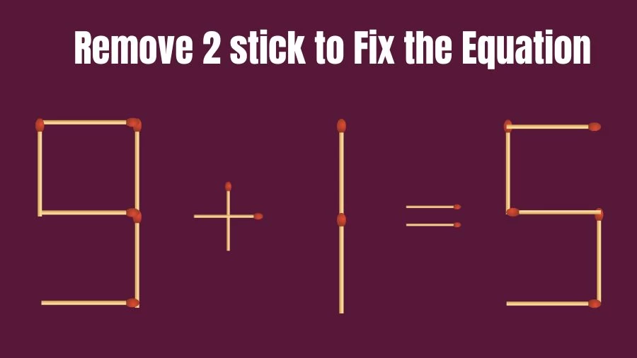 Brain Teaser: 9+1=5 Remove 2 Stick To Fix The Equation