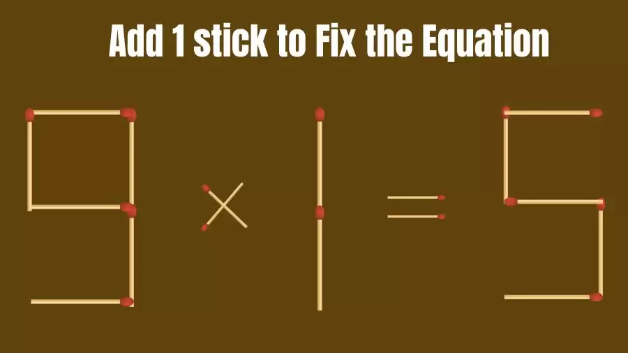 Brain Teaser: 9×1=5 Add 1 Stick To Fix The Equation | Matchstick Puzzles