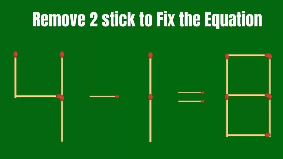 Brain Teaser IQ Challenge: 4-1=8 Remove 2 Matchsticks to Fix the Equation