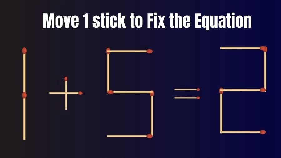 Brain Teaser IQ Test: 1+5=2 Matchstick Puzzle Only Genius Mind Can Solve