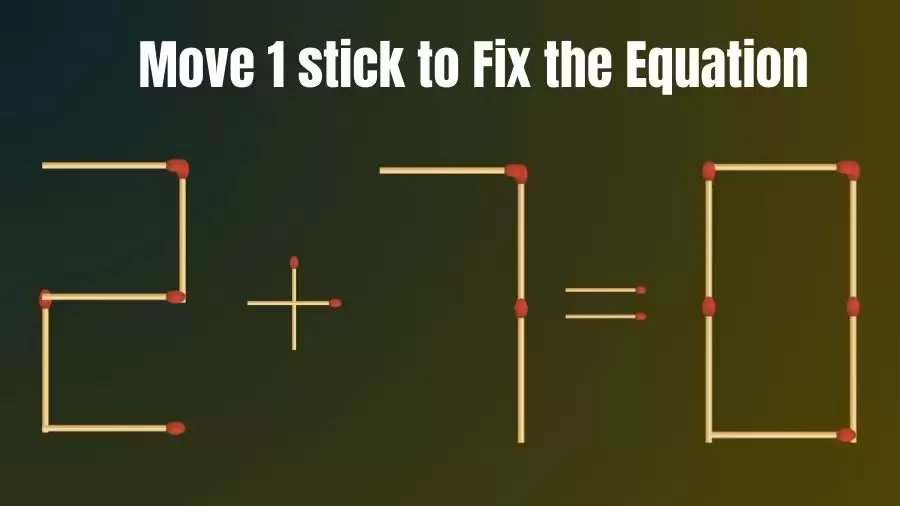 Brain Teaser IQ Test: 2+7=0 Matchstick Puzzle Only Genius Mind Can Solve