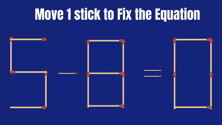 Brain Teaser IQ Test: 5-8=0 Matchstick Puzzle Only Genius Mind Can Solve