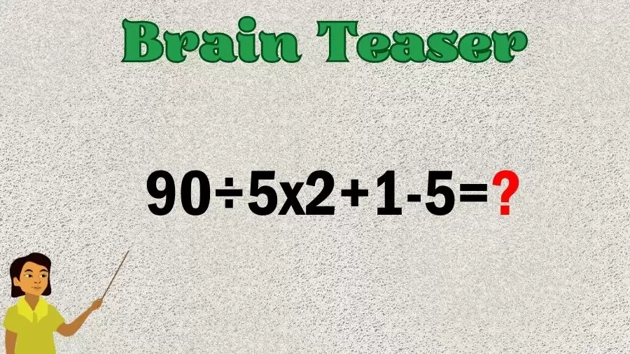 Brain Teaser Math IQ Test: Solve 90÷5x2+1-5