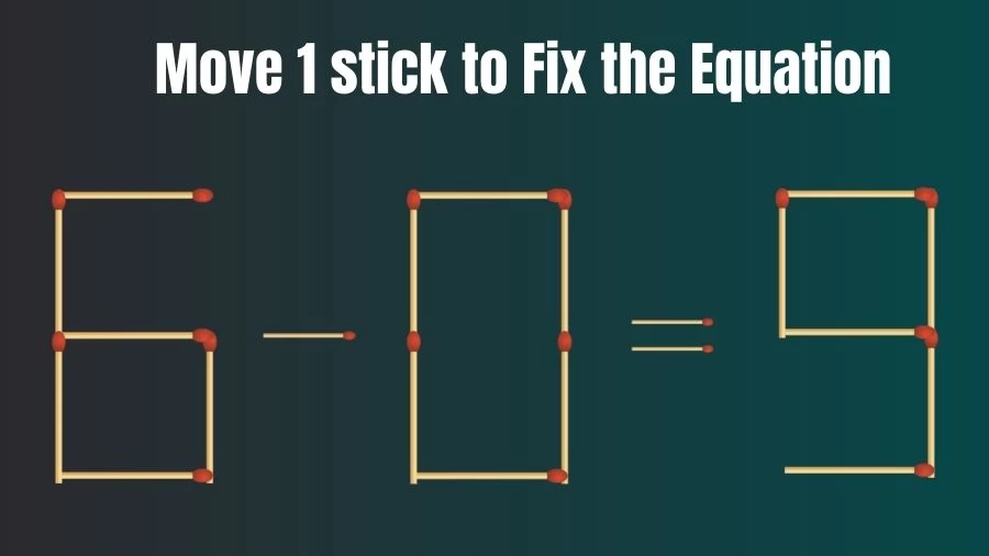 Matchstick Riddle: 6-0=9 Fix The Equation By Moving 1 Stick