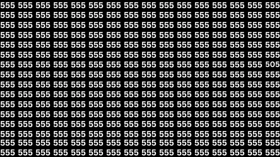 Visual Test: Can you find the number 505 among 555 in 10 seconds?