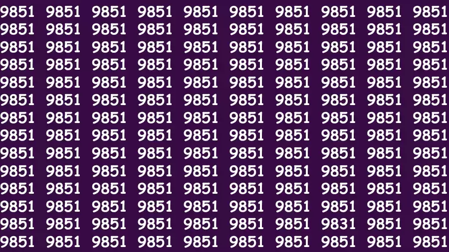 Visual Test: If you have 20/20 Vision Find the Number 9831 among 9851 in 15 Secs