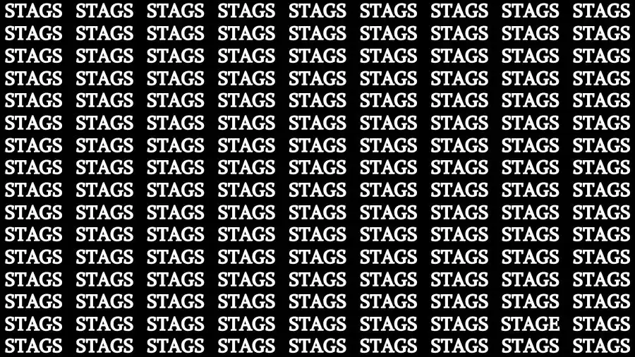 You Have 50/50 Vision Find the Word Stage among Stags in 12 Secs
