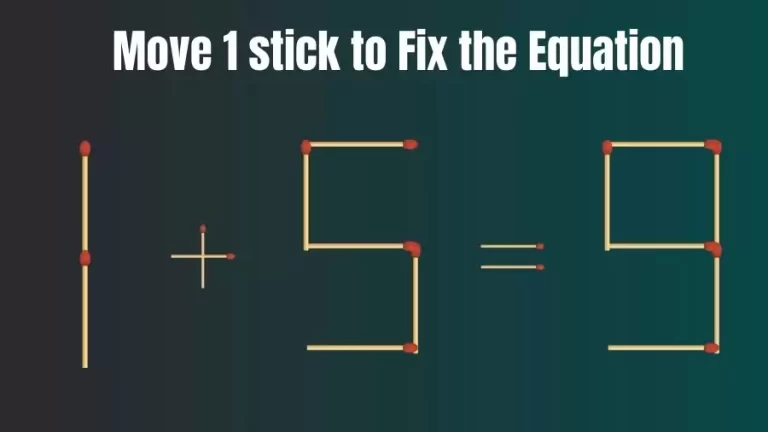 1+5=9 Move 1 Matchstick and Correct this Equation Within 20 Seconds | Brain Teaser Matchstick Puzzle