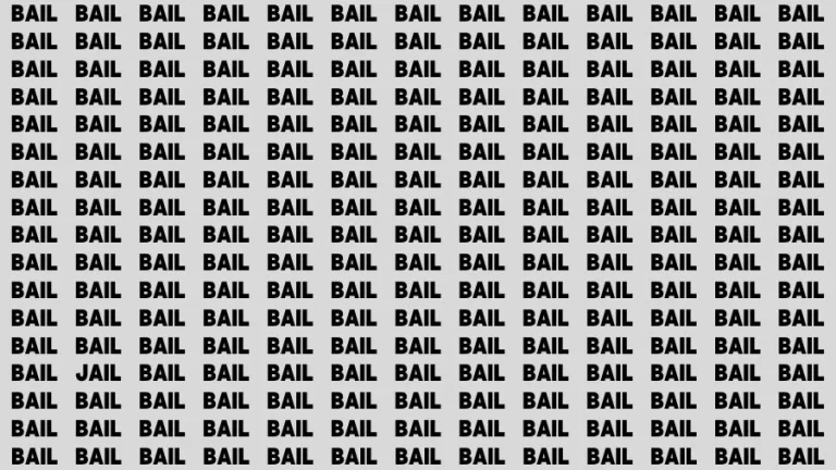 Optical Illusion Brain Challenge: If you have 50/50 Vision Find the Word Jail among Bail in 12 Secs