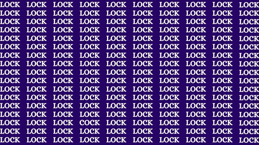 Optical Illusion Brain Challenge: If you have Sharp Eyes Find the Word Cock among Lock in 20 Secs