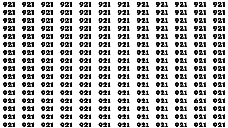 Optical Illusion Brain Challenge: If you have 50/50 Vision Find the Number 621 among 921 in 14 Secs