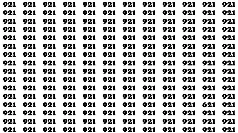 Optical Illusion Brain Challenge: If you have 50/50 Vision Find the Number 621 among 921 in 14 Secs