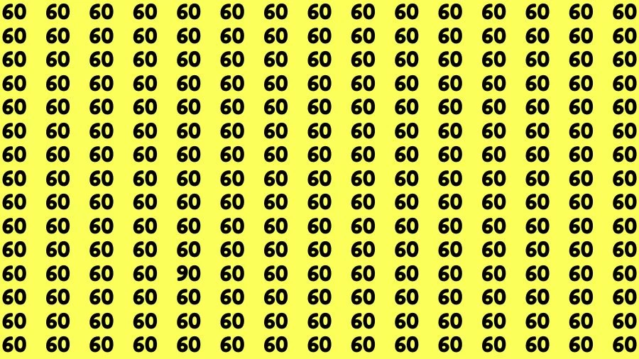 Observation Brain Test: If you have 50/50 Vision Find the Number 90 among 60 in 15 Secs