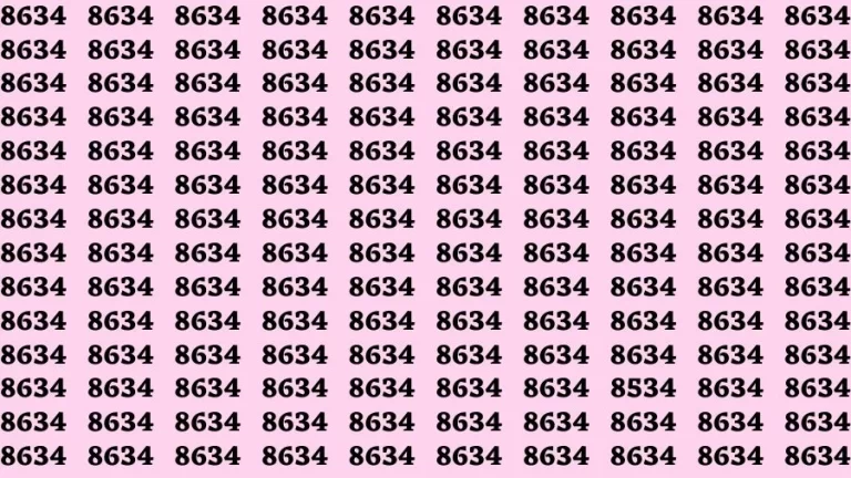 Observation Skill Test: If you have Sharp Eyes Find the Number 8534 among 8634 in 15 Secs