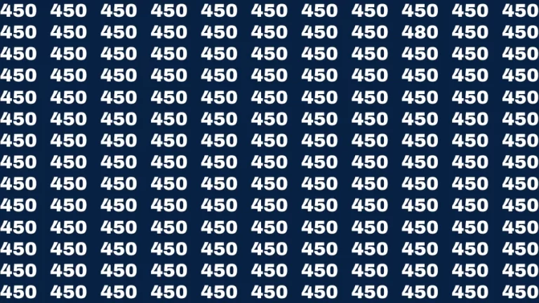 Observation Brain Test: If you have 50/50 Vision Find the Number 480 among 450 in 15 Secs