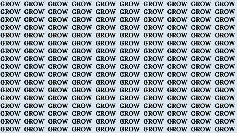 Observation Brain Challenge: If you have Sharp Eyes Find the Word Crow among Grow in 14 Secs