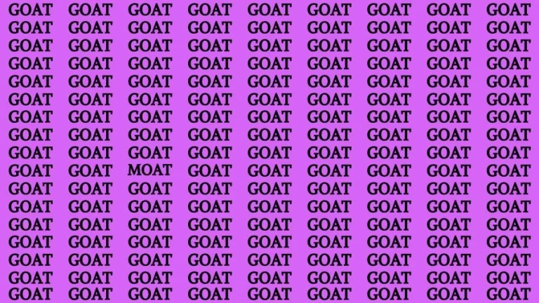 Observation Skill Test: If you have Keen Eyes Find the Word Moat among Goat in 15 Secs