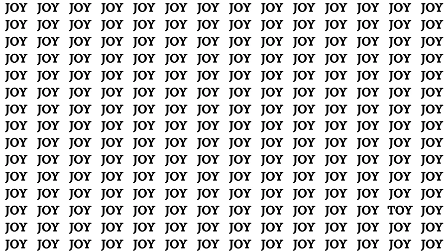 Observation Find it Out: If you have Sharp Eyes Find the Word Toy among Joy in 15 Secs