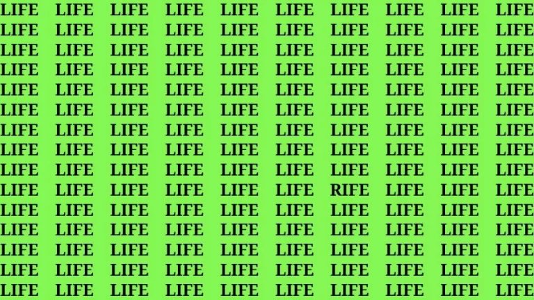 Observation Skill Test: If you have Eagle Eyes Find the Word Rife in 12 Secs