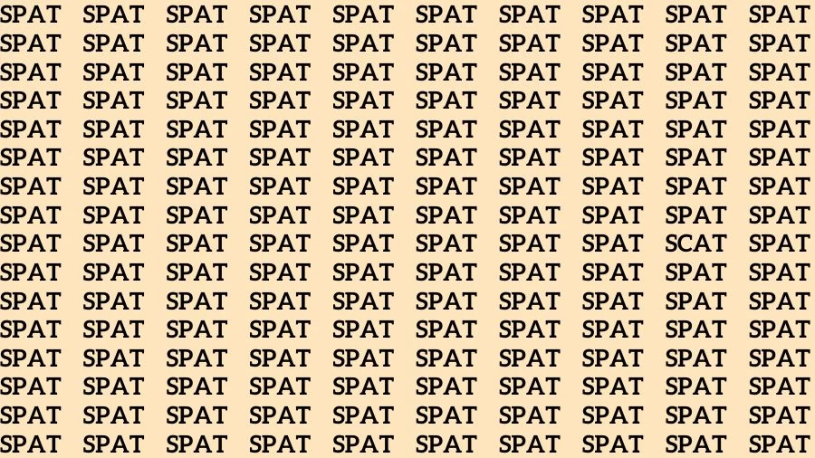 Optical Illusion Brain Test: If you have Eagle Eyes Find the Word Scat among Spat in 15 Secs