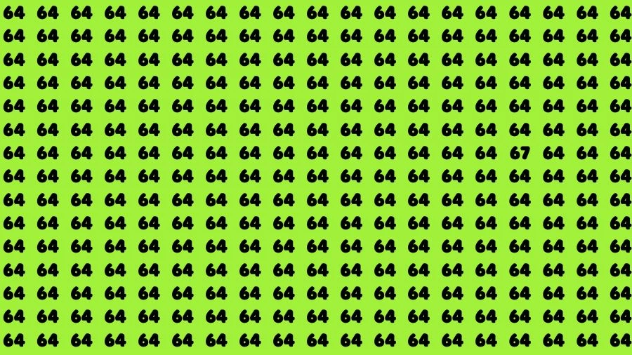 Optical Illusion Brain Challenge: If you have 50/50 Vision Find the number 67 among 64 in 12 Secs