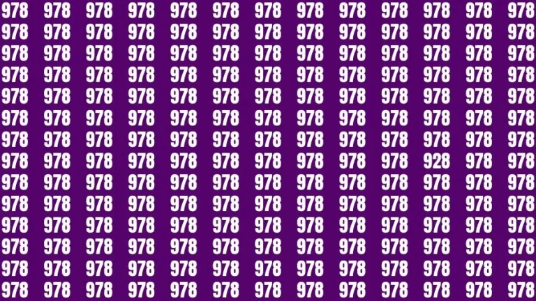 Optical Illusion Brain Test: If you have Eagle Eyes Find the Number 928 among 978 in 15 Secs