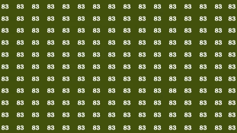 Optical Illusion Brain Challenge: If you have 50/50 Vision Find the number 88 among 83 in 12 Secs