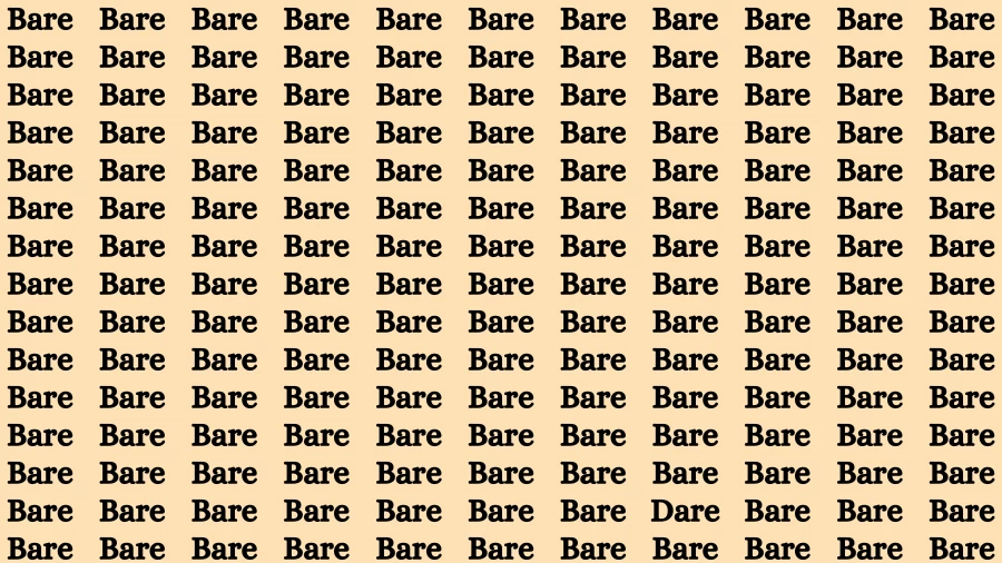 Observation Visual Test: If you have Hawk Eyes Find the word Dare among Bare in 15 Secs