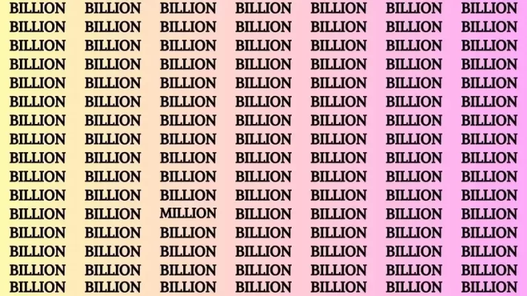 Observation Skill Test: If you have Keen Eyes Find the Word Million among Billion in 15 Secs