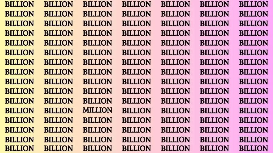 Observation Skill Test: If you have Keen Eyes Find the Word Million among Billion in 15 Secs